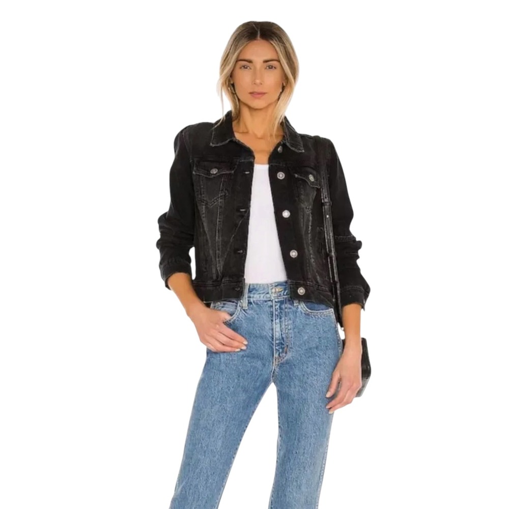 Free People Rumors Denim Jacket Washed Black Trucker S